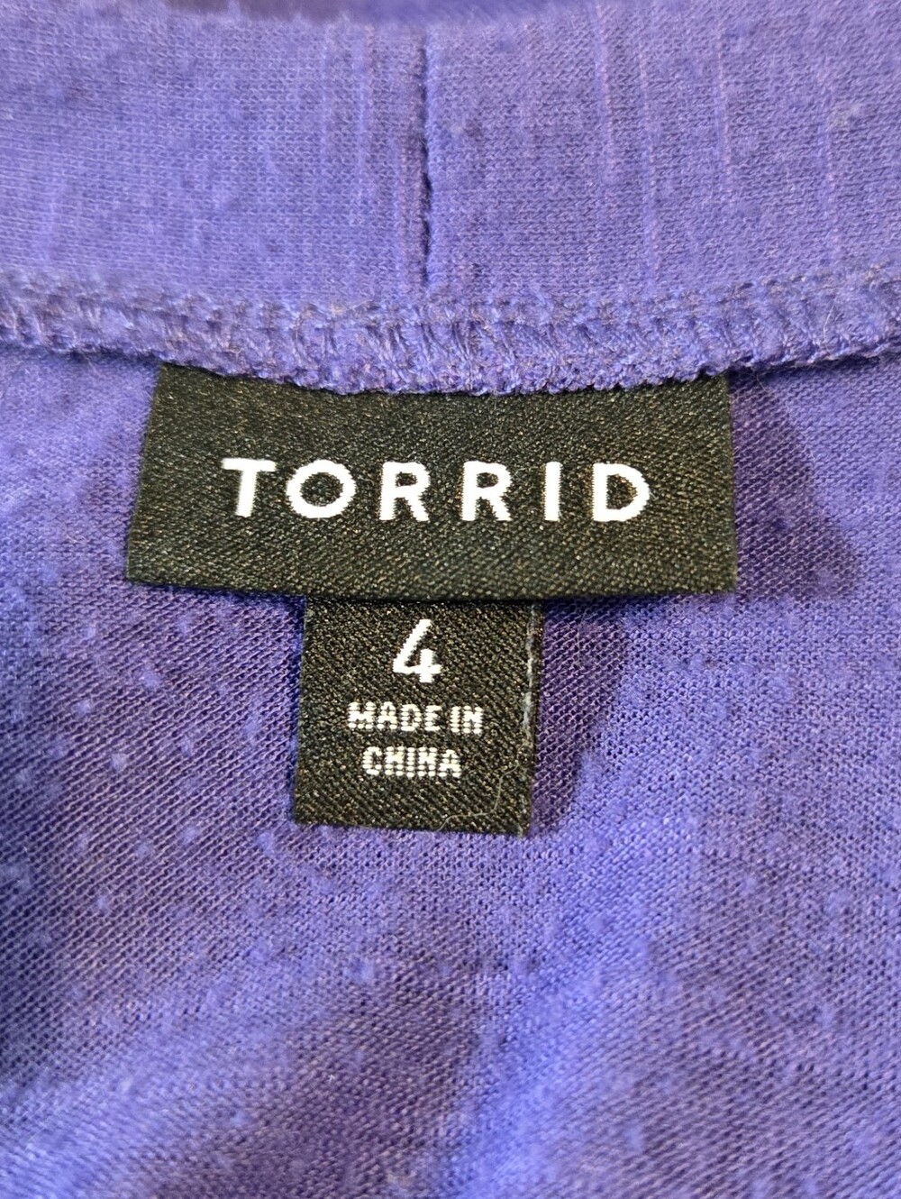 Torrid Purple Faux Wrap V-Neck Short Sleeve Stretch Blouse Size 4 ~ Pre-Owned - Picture 9 of 13